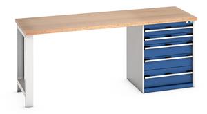 Bott Bench 2000x750x840mm with MPX Top and 5 Drawer Cabinet 840mm High Benches 42/41003229.11 Bott Bench 2000x750x840mm with MPX Top and 5 Drawer Cabinet.jpg